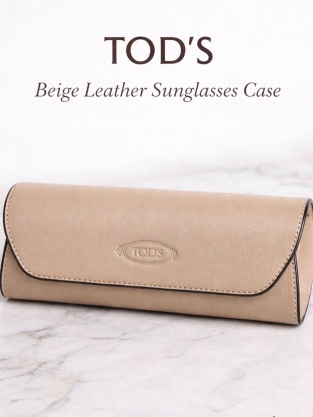 Tod’s Beige Leather Sunglasses Case Large Designer Eyewear Case